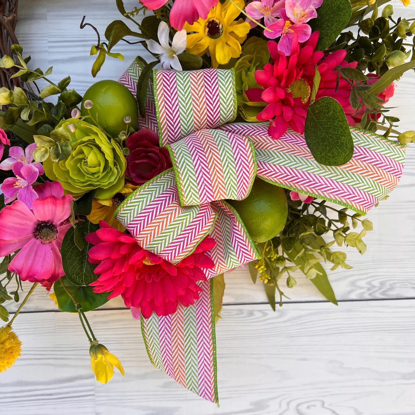 Summer Lime Wreath, Cinco de Mayo Wreath, Summertime Citrus door Hanger, Flower Decor, Floral Fiesta Door Hanger, Rabge Hood Kitchen decor