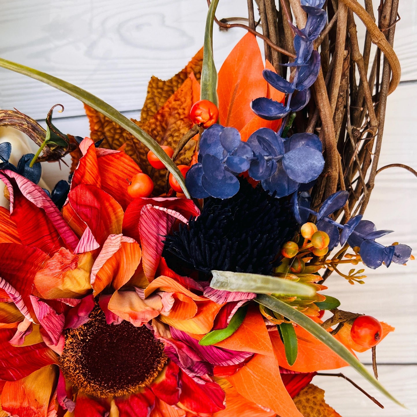Rustic Pumpkin Sunflower Wreath β Farmhouse Fall Grapevine Door Hanger π