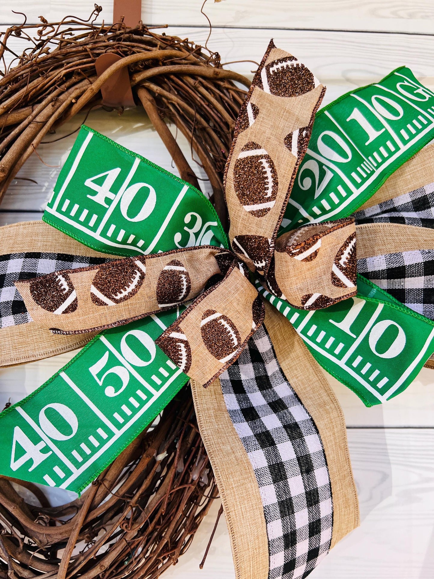 Football Season Yard Line Bow β Game Day Fall Door Decor π