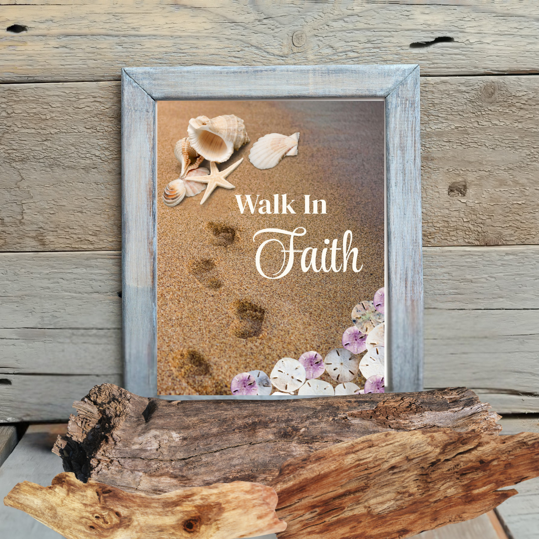 Walk in Faith Printable | Footprints on the Beach Wall Art