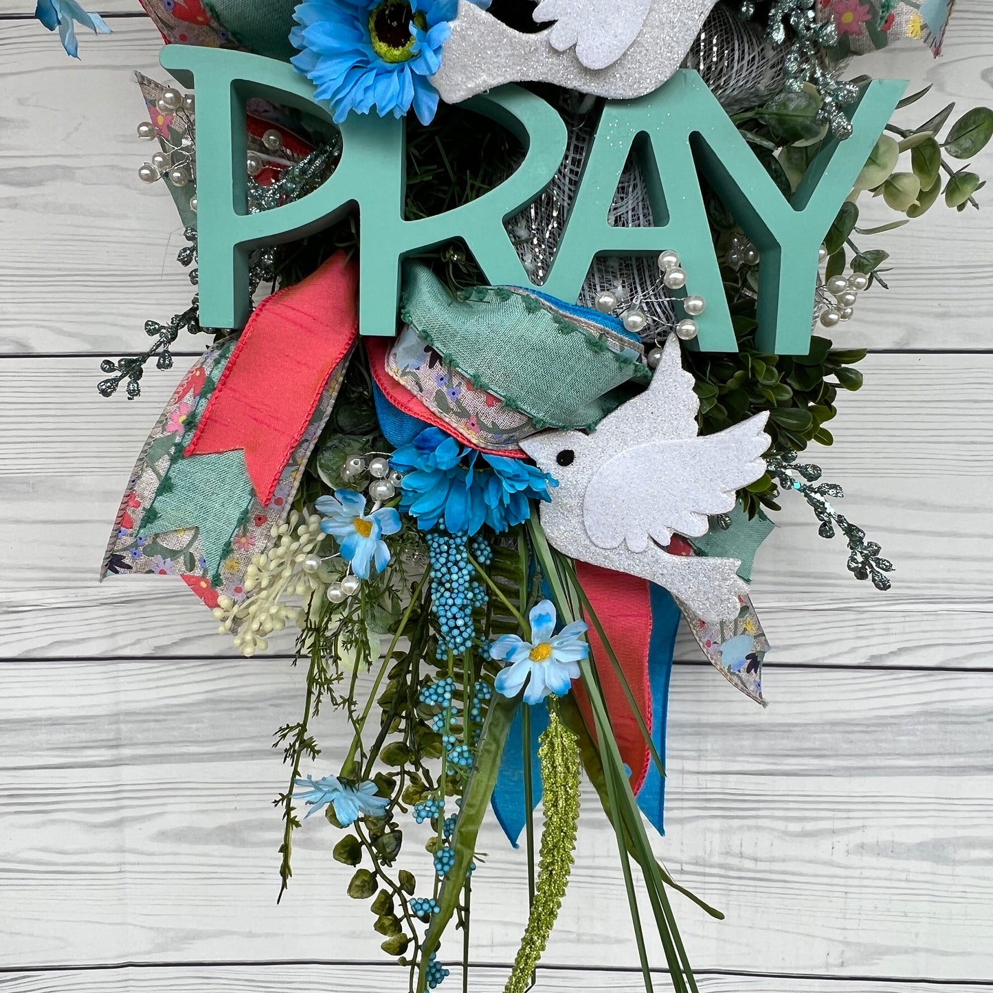 Christian Wreath, Summer Door Decor, Bible Scripture Wreath, Religious Gift, Everyday Wreath, Pray Swag