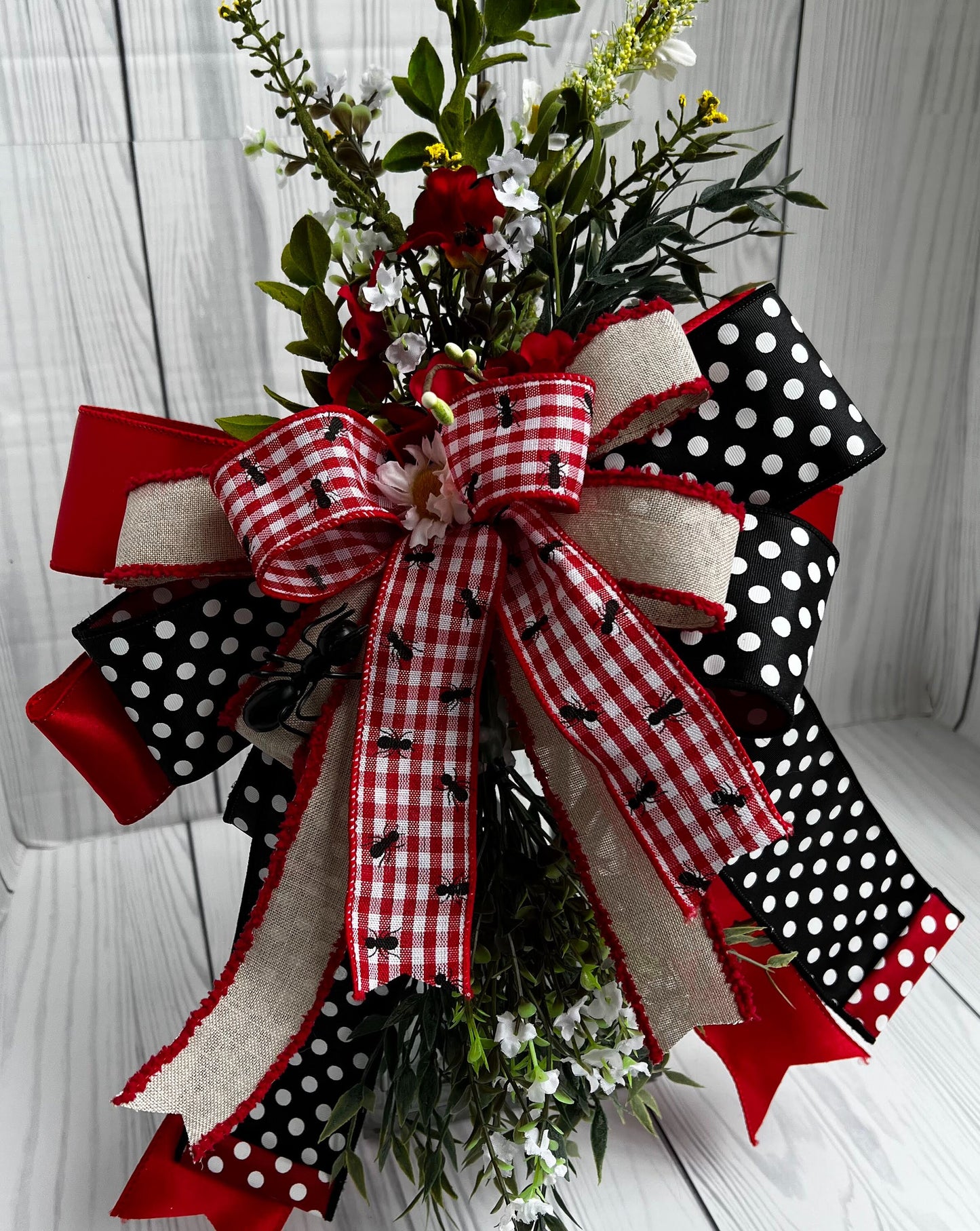 Ant Picnic Decor, Summer Lantern Swag, Ant Wreath Bow, Spring Picnic, Front door hanger, Lantern bow, Ant Wreath Attachment, Picnic decor