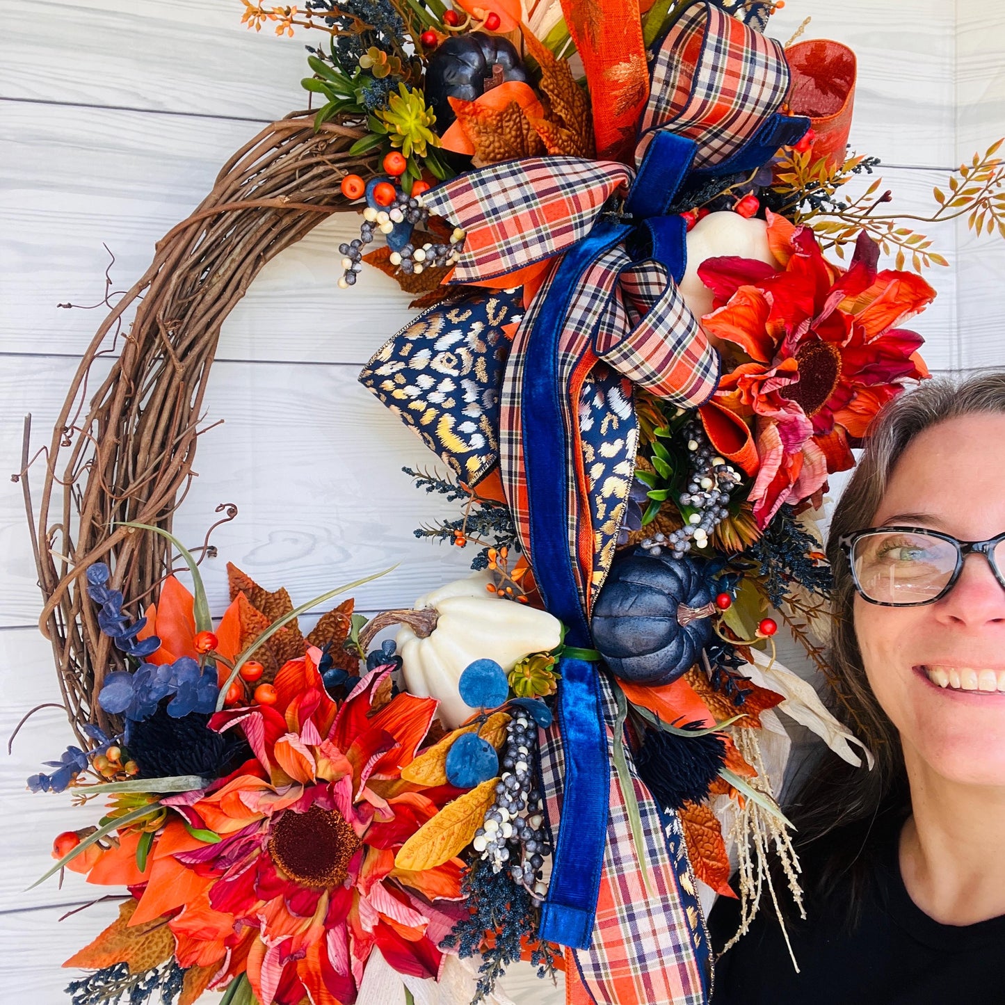 Rustic Pumpkin Sunflower Wreath β Farmhouse Fall Grapevine Door Hanger π