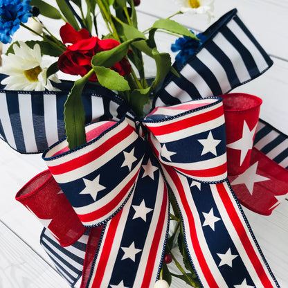 Independence Day Wreath Bow, Fourth of July Lantern Swag, Patriotic Wreaths, Red White Blue Mailbox Swag, Memorial Day, Primitive Americana