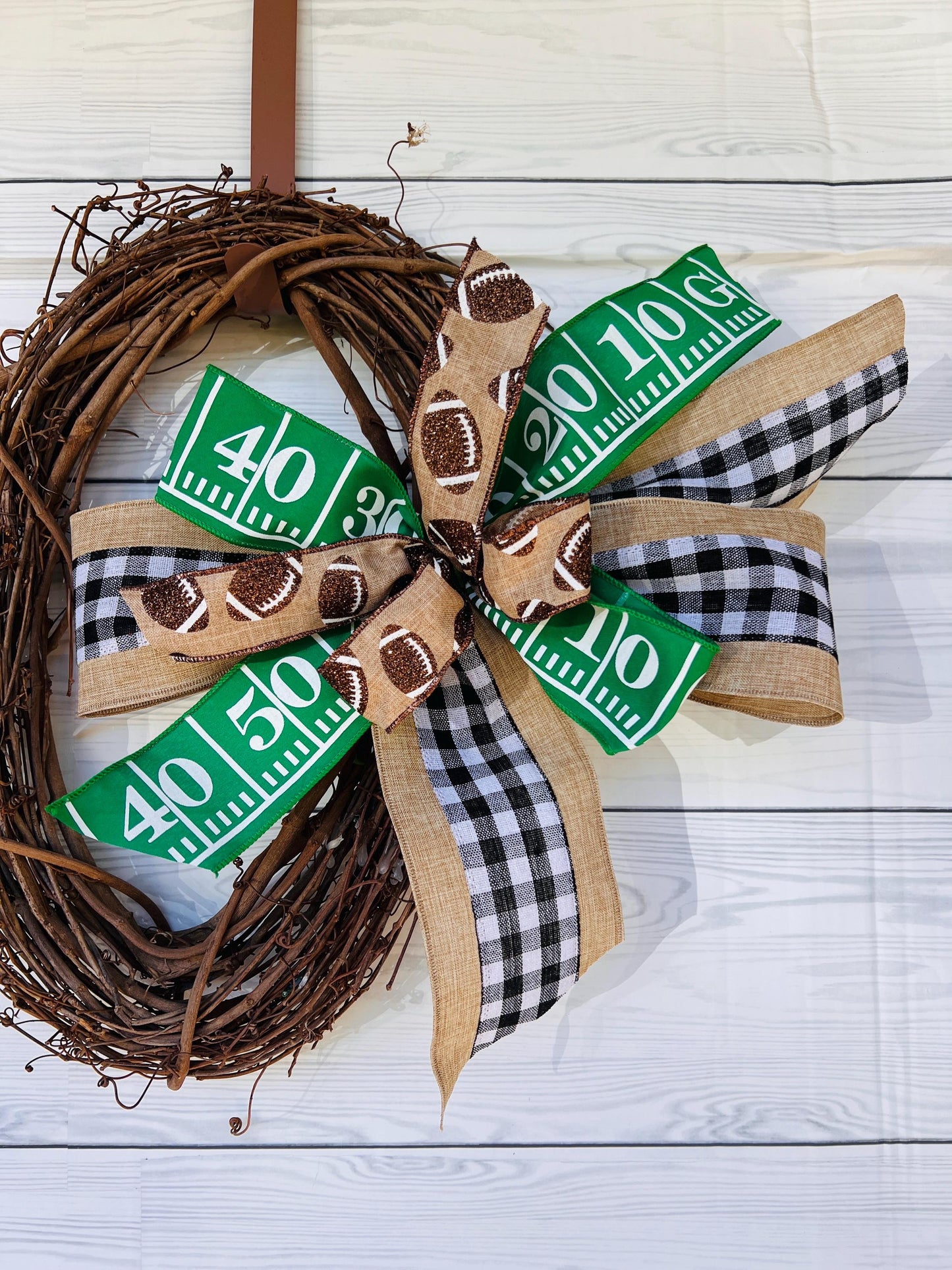 Football Season Yard Line Bow – Game Day Fall Door Decor 🏈