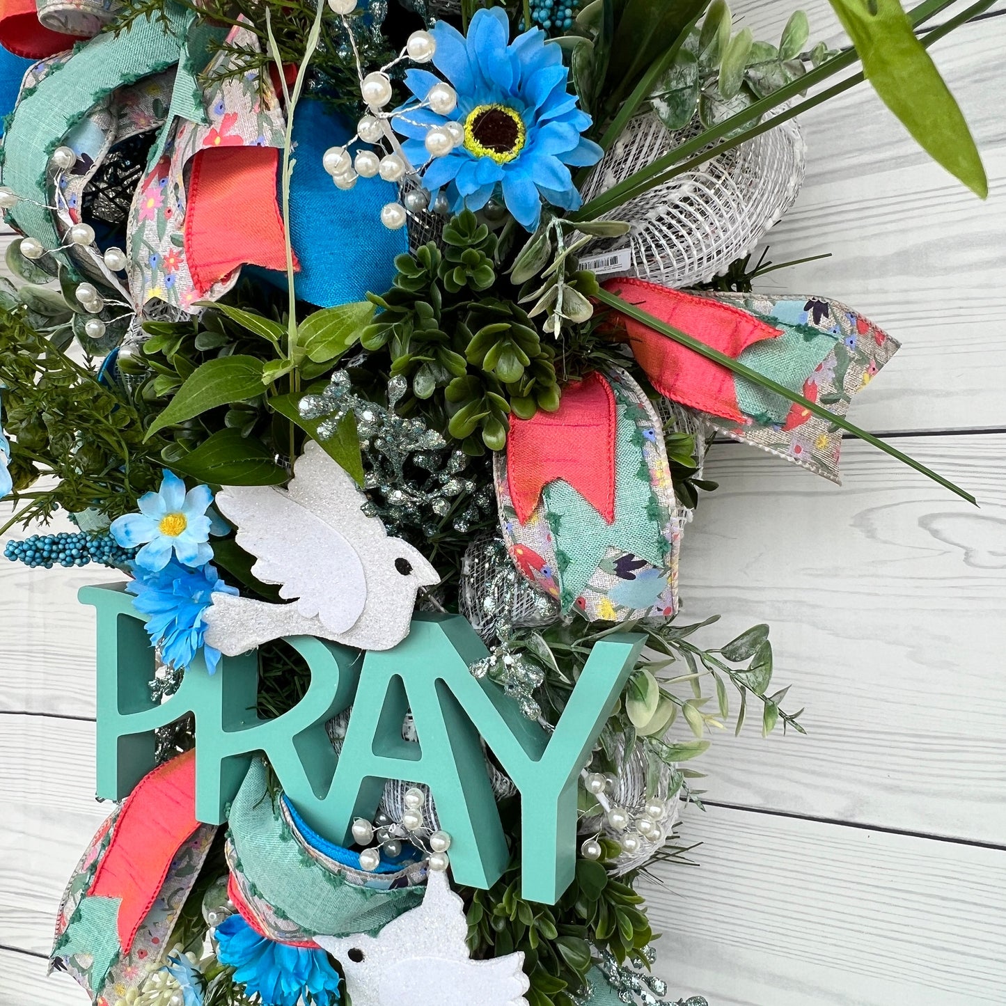 Christian Wreath, Summer Door Decor, Bible Scripture Wreath, Religious Gift, Everyday Wreath, Pray Swag