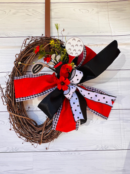 Happy Father's Day Lantern Swag, Wreath Bow for Dad, Golf clubs decoration, Golf cart swag, Golf course, Golf ball wreath bow for golfer