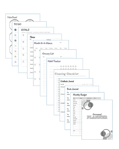 Simple Gray Personal Planner | 20-Page Minimalist Printable PDF