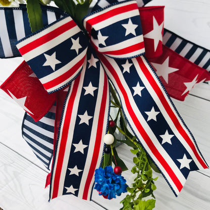 Independence Day Wreath Bow, Fourth of July Lantern Swag, Patriotic Wreaths, Red White Blue Mailbox Swag, Memorial Day, Primitive Americana