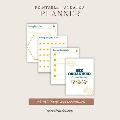 Bee Organized Personal Planner | 20-Page Printable PDF