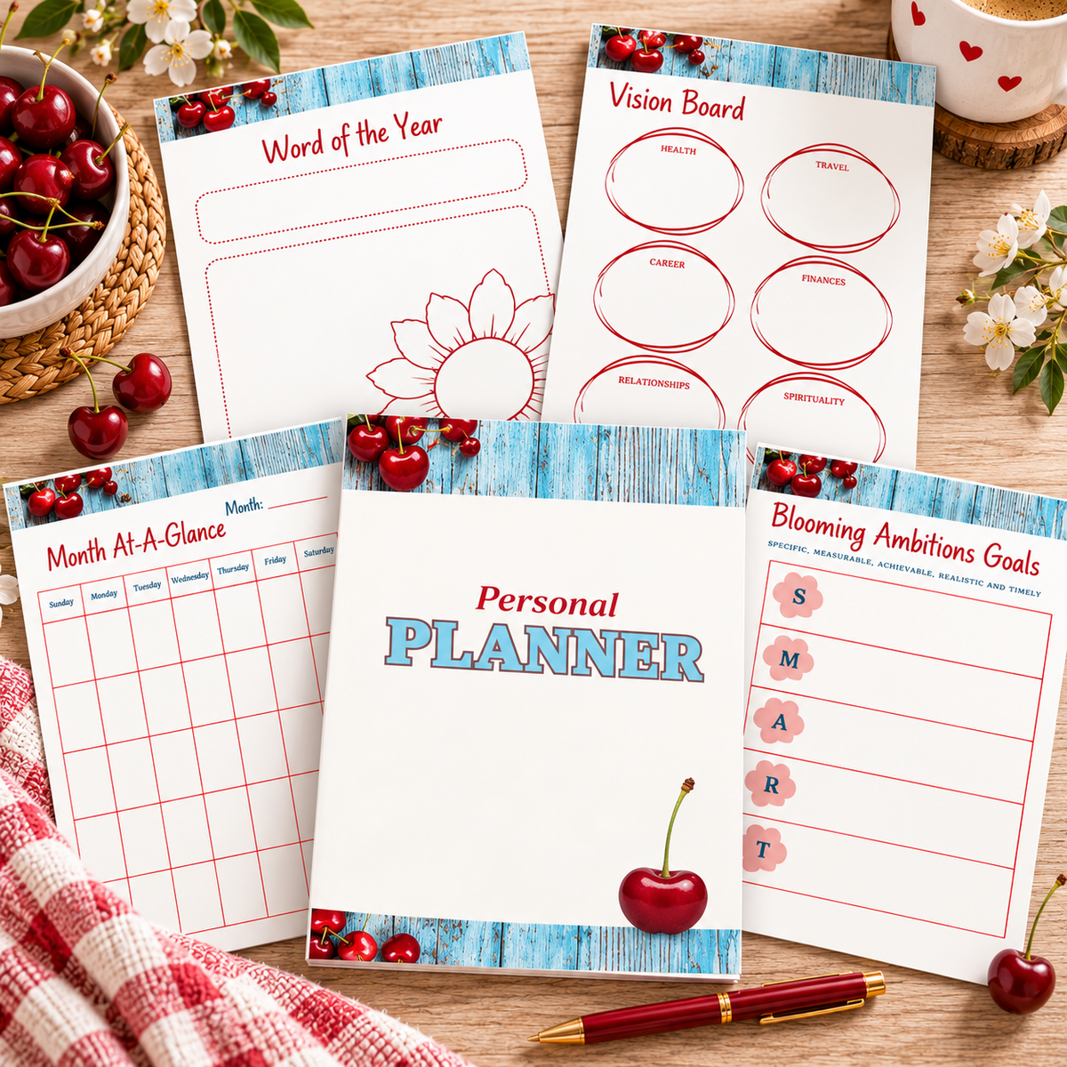 🍒 Cherry Red Planner - Organize Your Life with Vibrant Passion 🍒