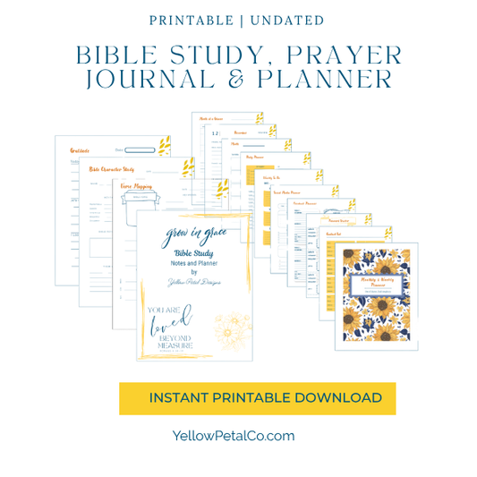 Grow in Grace Bible Study Printable Planner (37 Pages) | Faith Journal
