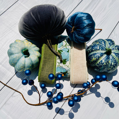 💙🎃 Blue Velvet Pumpkin Kit – Cozy Elegance for Fall Decorating! 🎃💙