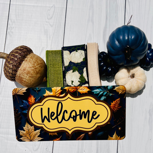 🍂💙 Blue Fall Welcome Sign Kit – Cozy Elegance for Your Front Door! 💙🍂