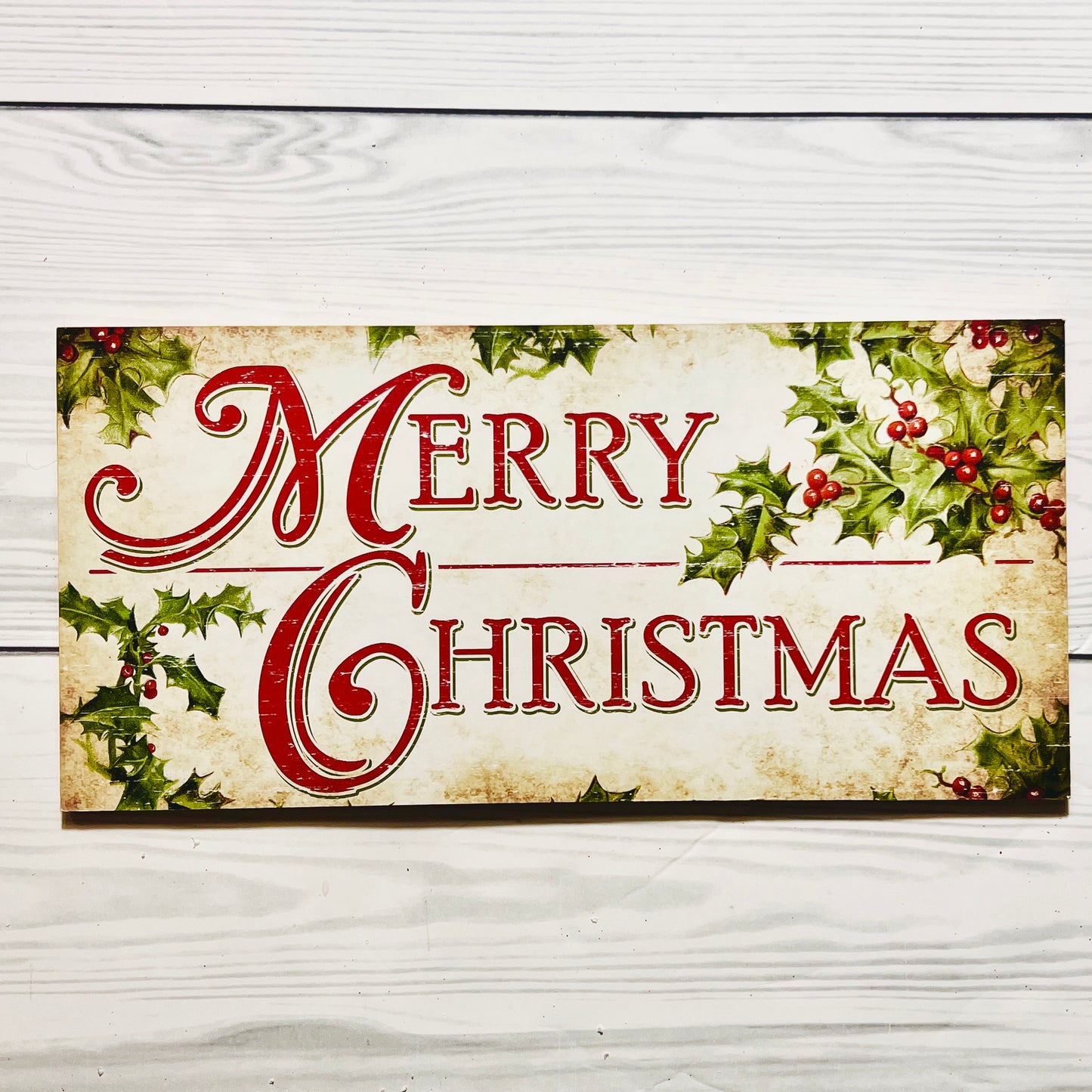 Rustic Merry Christmas Wreath & Centerpiece Kit – Holiday Holly Leaves Decor