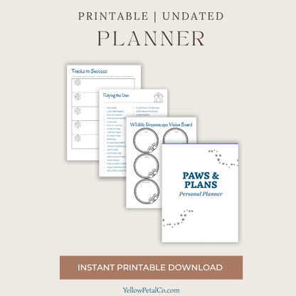 Paws & Plans Personal Planner | 20-Page Pet-Themed Printable