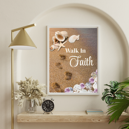 Walk in Faith Printable | Footprints on the Beach Wall Art