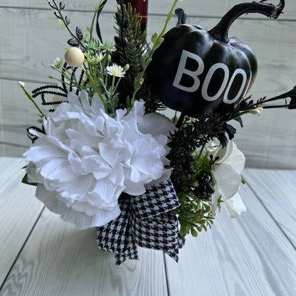 Halloween Beverage Bouquet – Boo Pumpkin Wine Bottle Decoration 🎃
