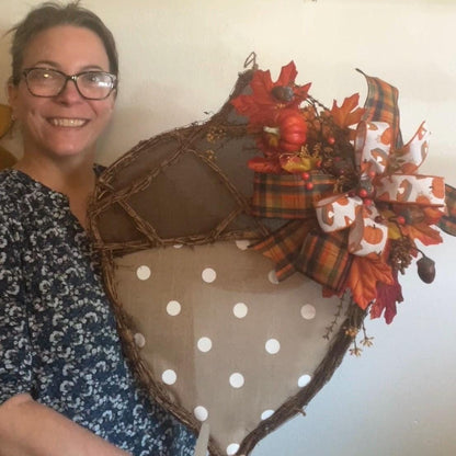 Rustic Acorn Twig Wreath with Fall Leaves & Pumpkins 🍁