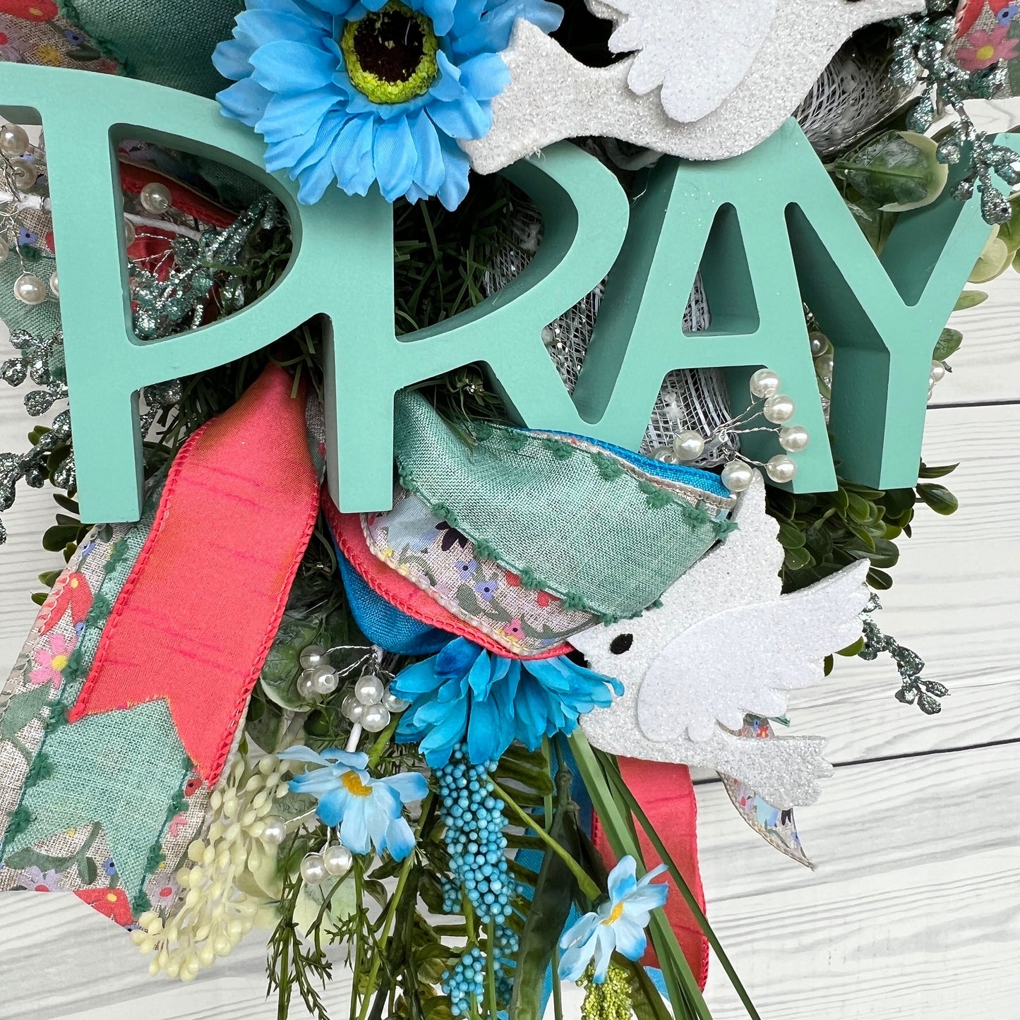 Christian Wreath, Summer Door Decor, Bible Scripture Wreath, Religious Gift, Everyday Wreath, Pray Swag